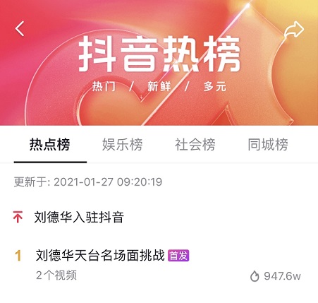 官宣!刘德华全球首个中文社交账号正式入驻抖音