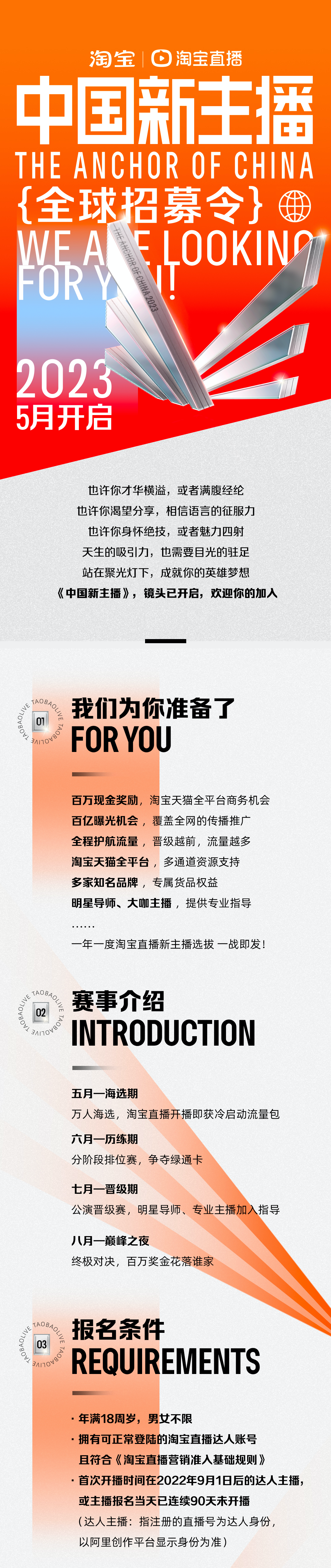 淘宝直播全球招募新主播,百万现金奖励最后赢家